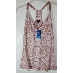 Cosabella Bella 3pc Pajama Set Pima Cotton Snake Print Cami Pants Robe Pink M